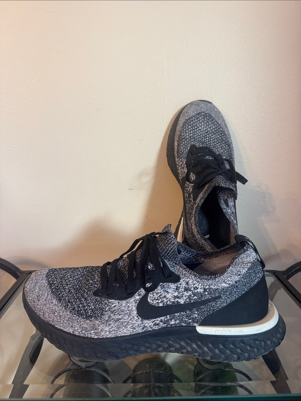 Nike Men's Black and Grey Flyknit Training Sneakers